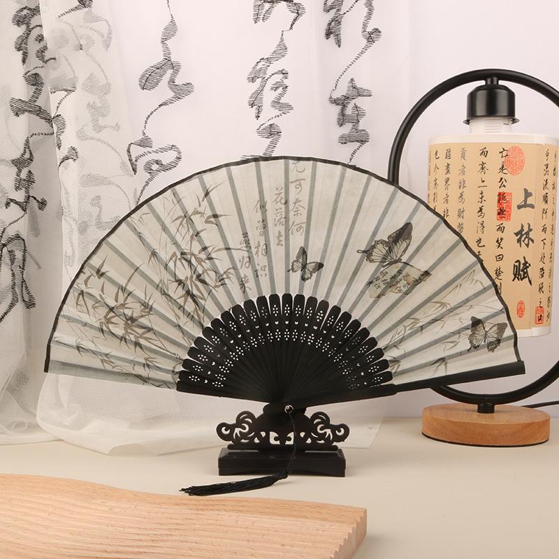 

Складной веер в ретро-стиле, женский, с японским узором, ретро, тканевый, ручной работы, подарок, украшение для дома, танцевальный ручной веер