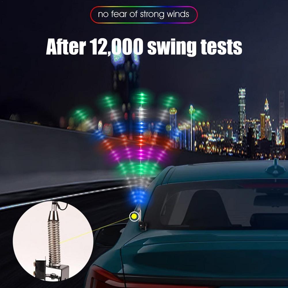 Led Whip Lights 12V/24V Colorful Whip Light For Warning 21.6-Inch LED Antenna Lights Lighted Antenna Whips Brake Dancing Light