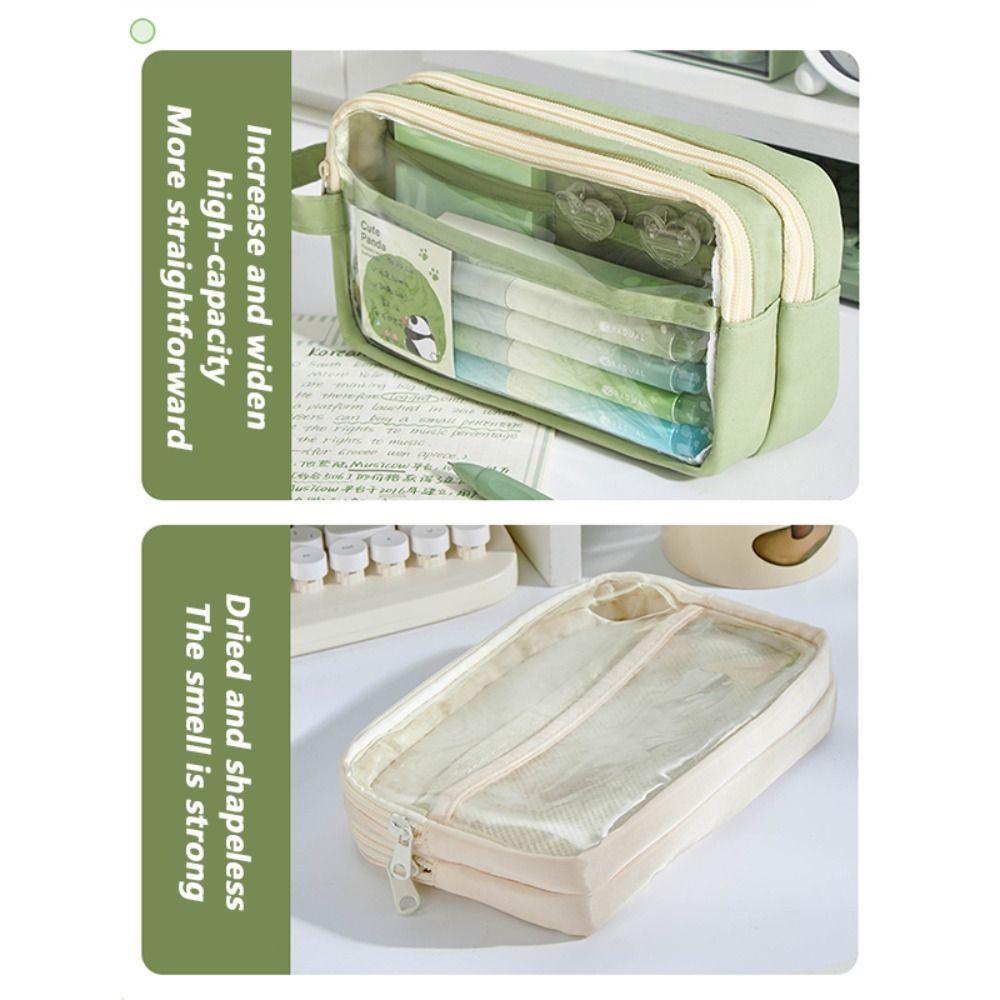 Transparent Pen Bag PVC Stationery Bag Multifunctional Pencil Case  Gift