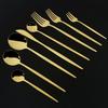 Gold Western Geschirr Geschirr Dessert Messer Gabel Kaffee Löffel Teelöffel Stahl Besteck Set Edelstahl Hause Abendessen Set