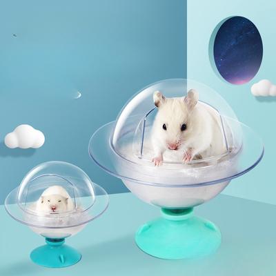 Baignoire Panoramique Transparente pour Hamster Petit Animal Ours Soie Dorée Baignoire Anti-Éclaboussures Bain de Sable Nid Toilette Double Usage