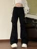 Retro American-Style Women's Flared Pocket Pants: 2023 Spring & Autumn Collection