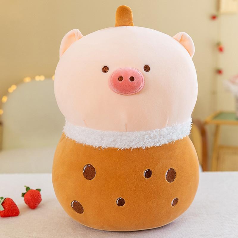 Очаровательная Мультяшная Свинка Плюшевая Игрушка для Молочного Чая Ультра Мягкая Набивная Животная Подушка Плюшевая Игрушка 23cm