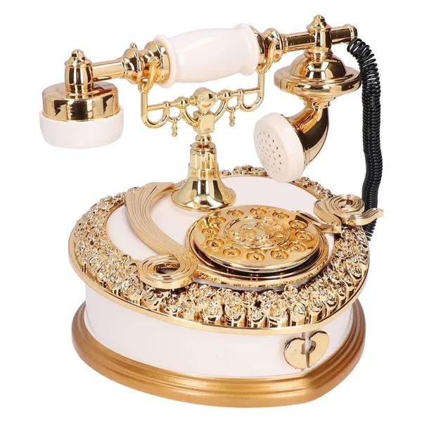 Retro telefonní hrací skříňka ve tvaru srdce Hudební šperkovnice Ozdoby pro dívky Dárek k narozeninám Bílá hudební skříňka