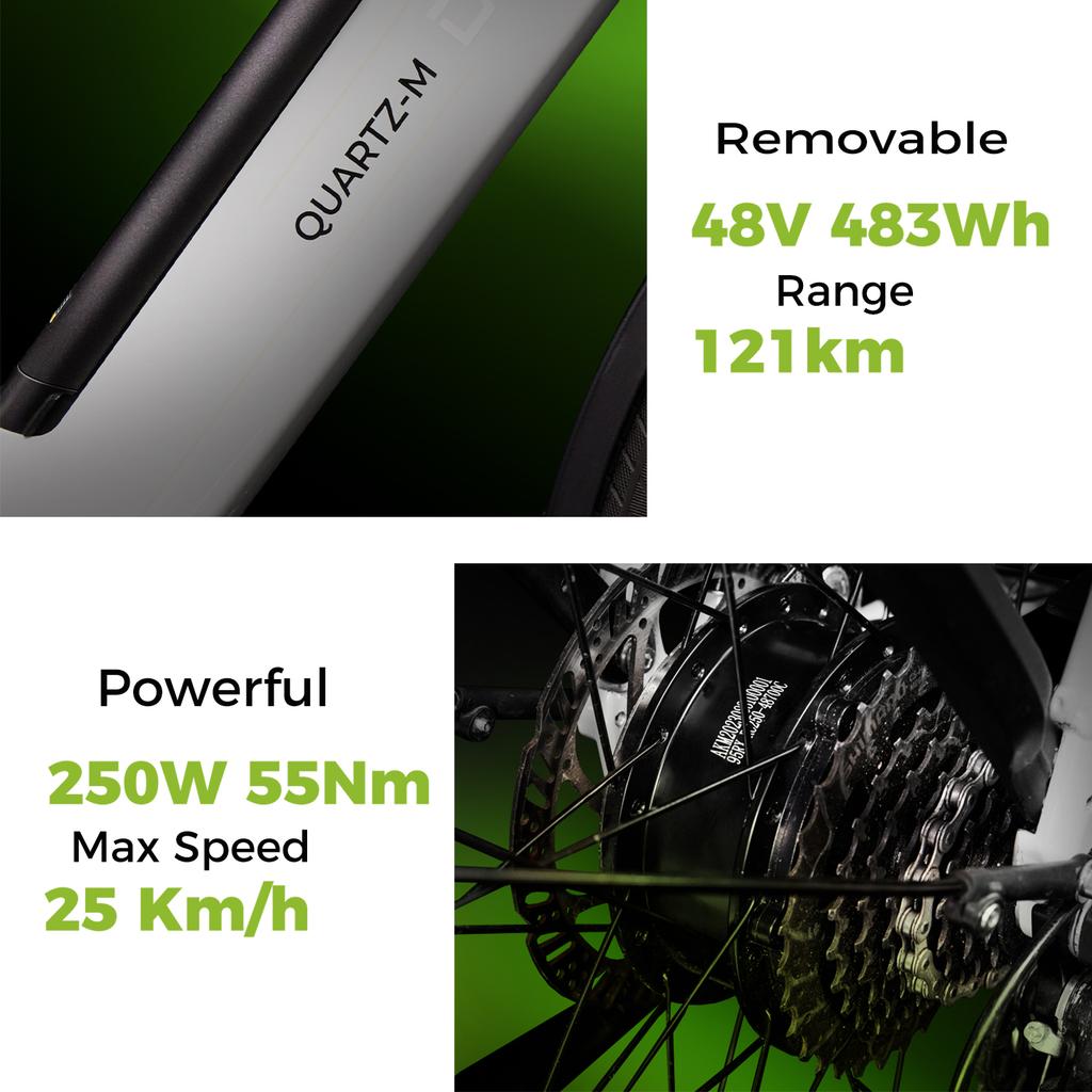 Quartz M City eBike DERUIZ Electrice Bike 28 Zoll City e-Bike mit 48V 250W 483Wh Battery Up to 121KM