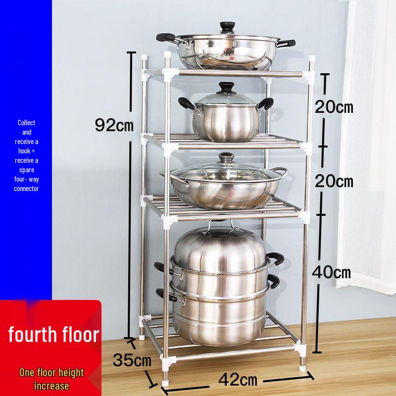 Stainless Steel Multi-layer Kitchen Storage Rack for Pots and Basins