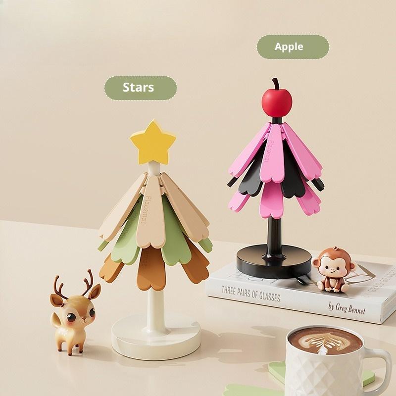 Hot Four Layer Silicone Tree Trivets Heat Resistant Table Mat Coaster Anti Scald Pot Mat Creative Home Decoration Festival Gift