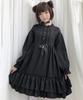 Milky Time Women's Black Lolita Gothic Lolita Dress with Crescent Moon Design, Long Sleeves, Medium Size, Cosplay Costume
