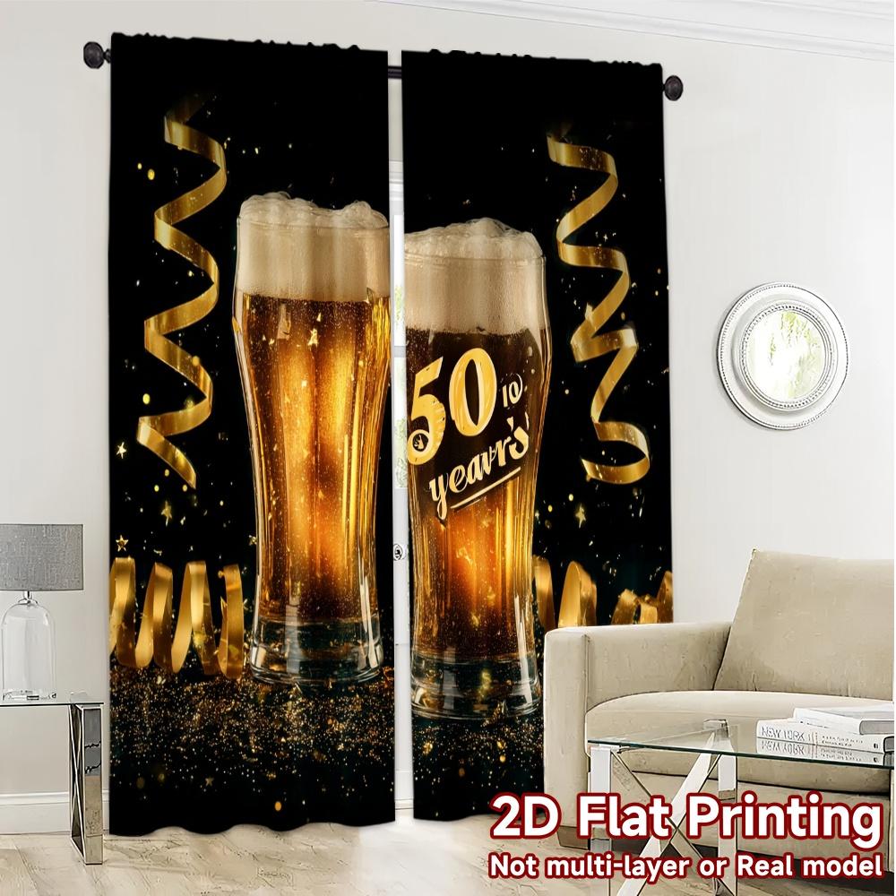 Set Of 2 Flat Printing Curtains Without Rod Chic Curtain Versatile Fabric Decorations Use Made Polyester
