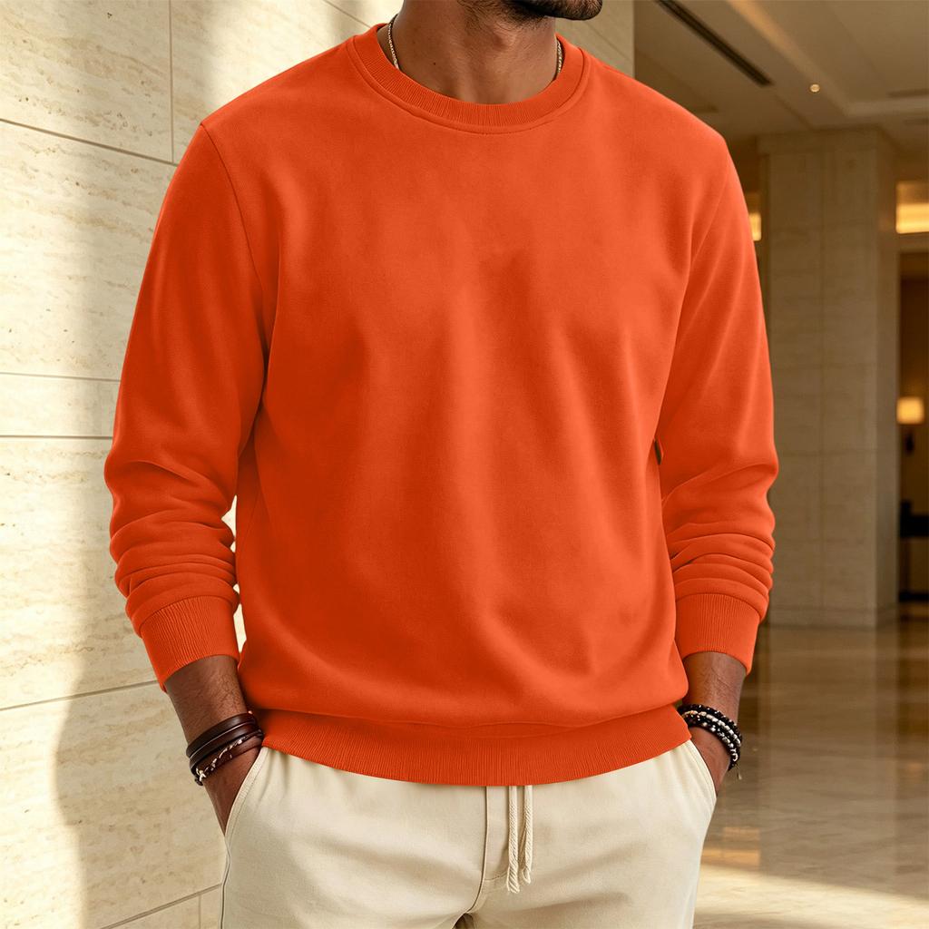 Heren Sweatshirt met Voering en Ronde Hals Casual Kleur Pullover