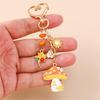 Playful Mushroom Pumpkin Keyring Decorative Beaded Accent Key Organiser Thanksgiving Theme Keychain For Purse Keys