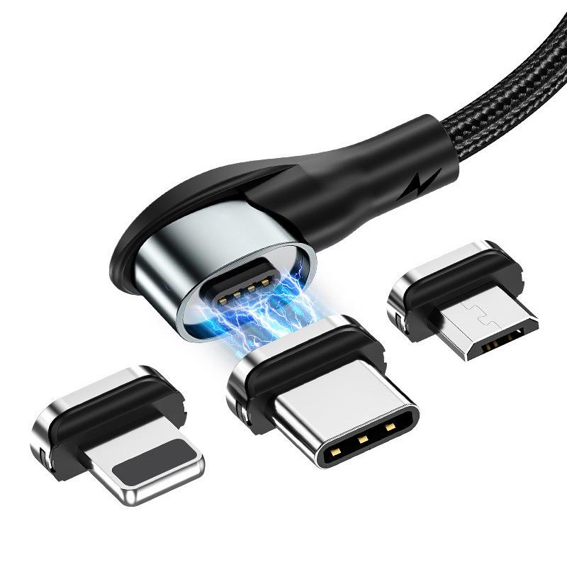 60W Fast Charging Magnetic Elbow Type-C Cable for Apple, Huawei, Android Phones