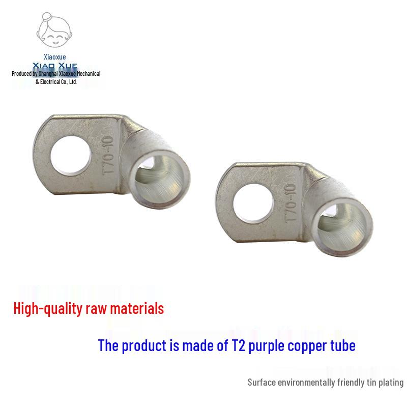 T90 Copper Tube Terminal, 90-Degree Right-Angle Bend Crimp Lug, T90-6/5 to T90-240/16 Copper Wire Lug