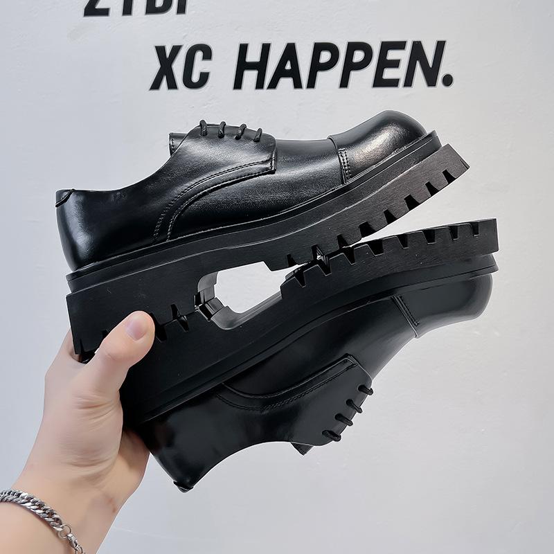 Spring New Leather Shoes Men's Formal Wear Casual Business Korean Version Trend British Brock Platform Big Head Shoes 1805-A
