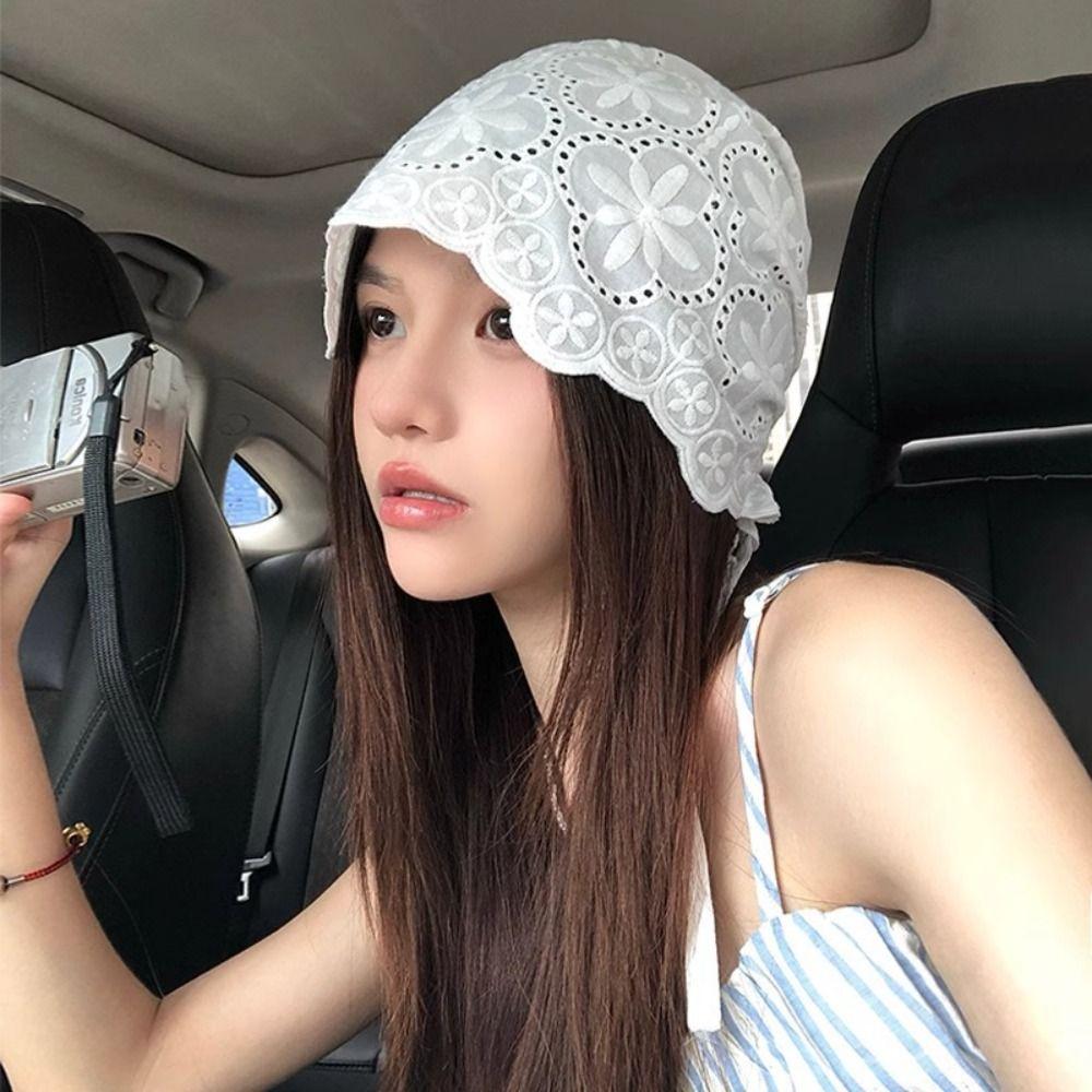 Y2k Embroidered Lace Hat Breathable Skullcap Sweet Beanies Hat  Outdoor