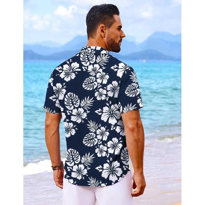 Mens Hawaiian Shirt Short Sleeve Button Down Shirts Tropical Floral Summer Beach Shirts