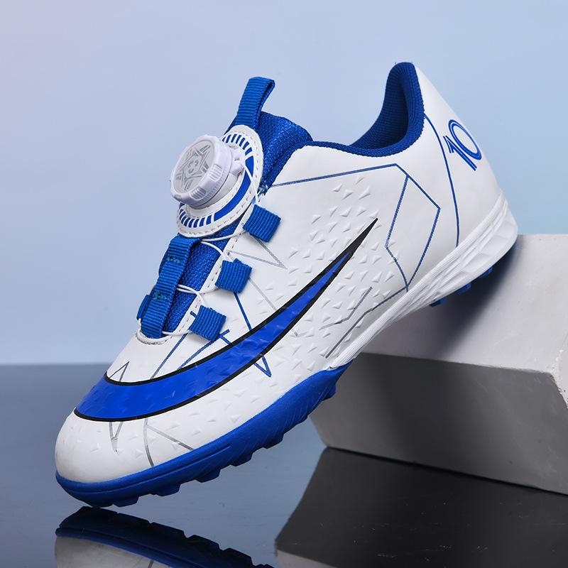 Rotary Buckle Children's Football Shoes Broken Nails Artificial Turf Youth Students Non-slip Leather Foot Training Shoes