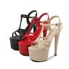 Fashion women patent leather sandals super high heels thin heels, sexy 16.5cm waterproof platform, hating the sky super high slippers