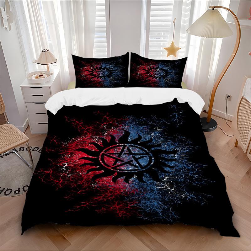 

3pc Supernatural Symbols Cover Set - 1 Quilt Cover + 2 Pillowcases, All Seasons Bedroom Setting, Perfect for Home079 135x200cm