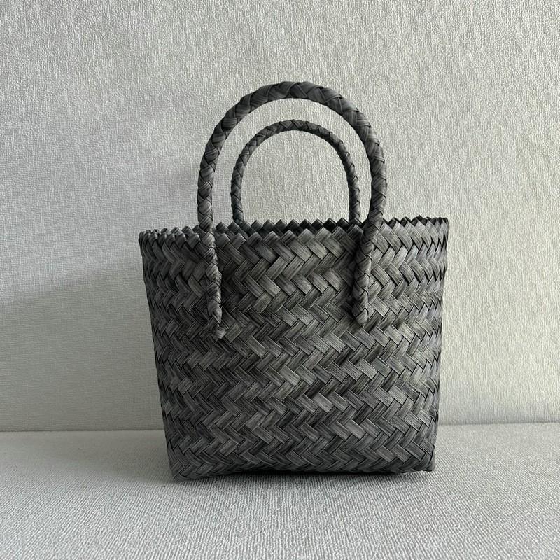Handmade Woven Bag Large Capacity Plastic Woven Basket Small Square Bag with Handheld Gift Simple Handheld Versatile Women's Bag