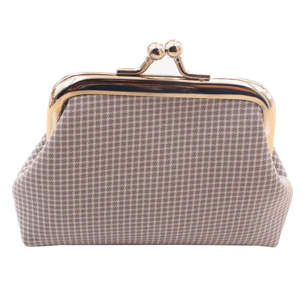 Cotton Handbag Girls Handmade  Pouch Retro Wallet Plaid Coin Purse Card Holder Buckle Small Purse