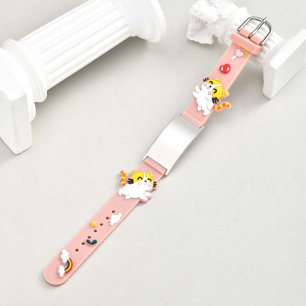 Free Personalized Custom Name ID Bracelet for Boys Girls, Cartoon Silicone Adjustable Wristband, Engraved Jewelry Gift for Kids