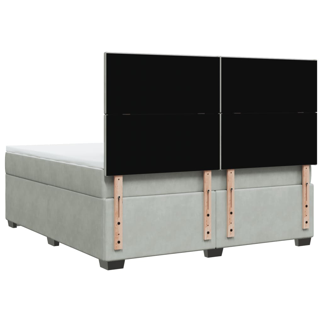 Box Spring Bed with Mattress Light Gray 180 x 200 cm Velvet