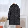 Womens Lightweight Hooded Down Jacket Mid-Length Knit Collar Casual Coat 2025