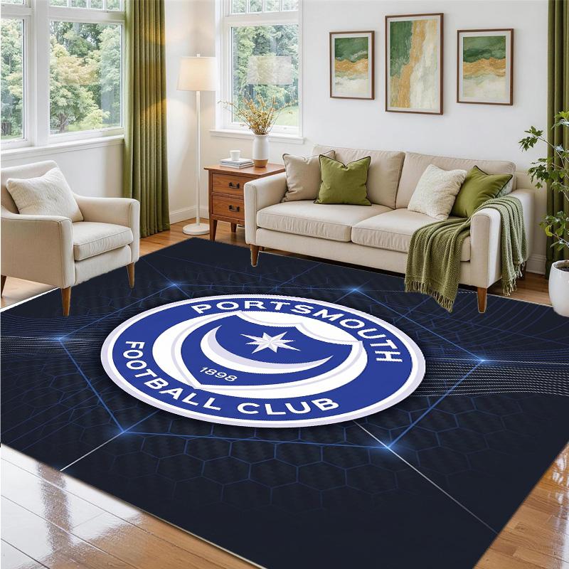 Portsmouth FC Design Kristall-Samt-Teppich Weich Dekorative Matte für Schlafzimmer Eingang