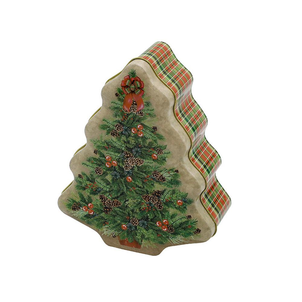 Cutie de tablă în formă de brad de Crăciun Biscuiți de Crăciun Moș Crăciun Biscuiți pentru depozitare bomboane Cutie metalică Om de zăpadă imprimat Organizator borcan sigilat