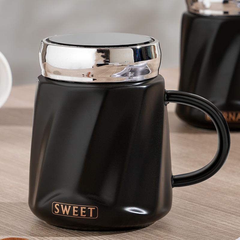 Opening Small Gift with Lid Mirror Cup Couple Office Mug Ins Fengshui Cup Souvenir Business Cup