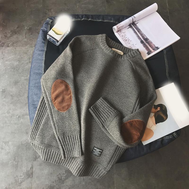 Men Patch Designs Sweater Oversize Fashion Pullover Knitted Sweaters Winter Korea Style Harajuku Streetwear Knit Pullovers