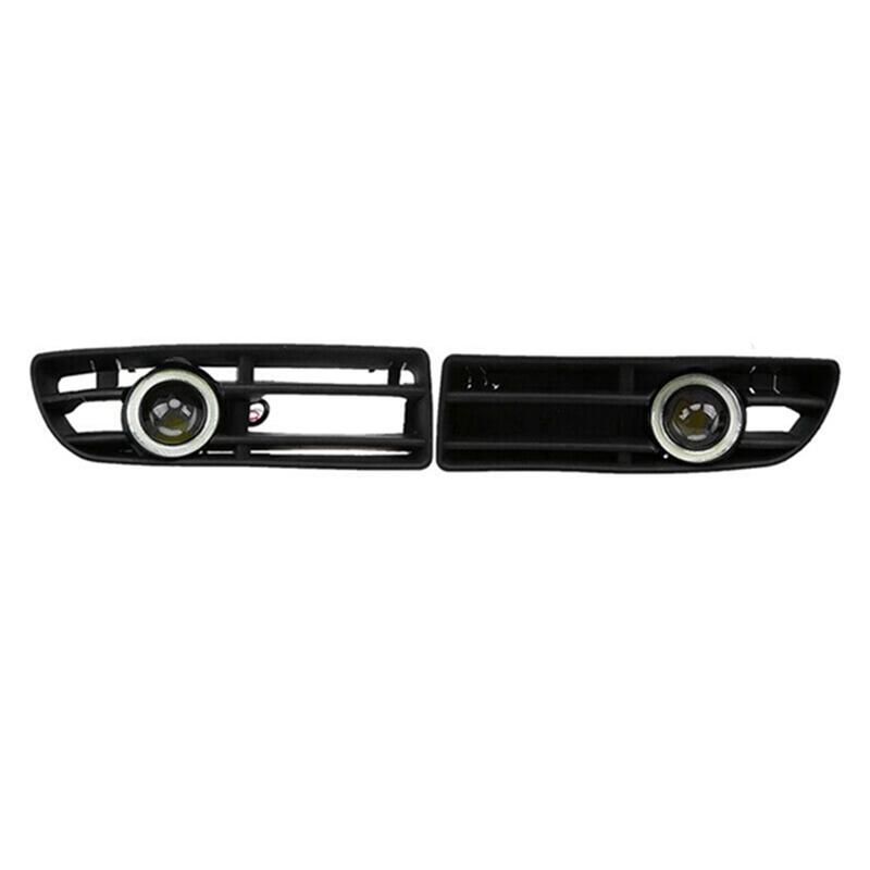 M63K-1Pair Fog Lights Angel Eyes Lamp Front Bumper Grille Grill Cover With Wire Kit For Jetta Bora MK4 1999-2004