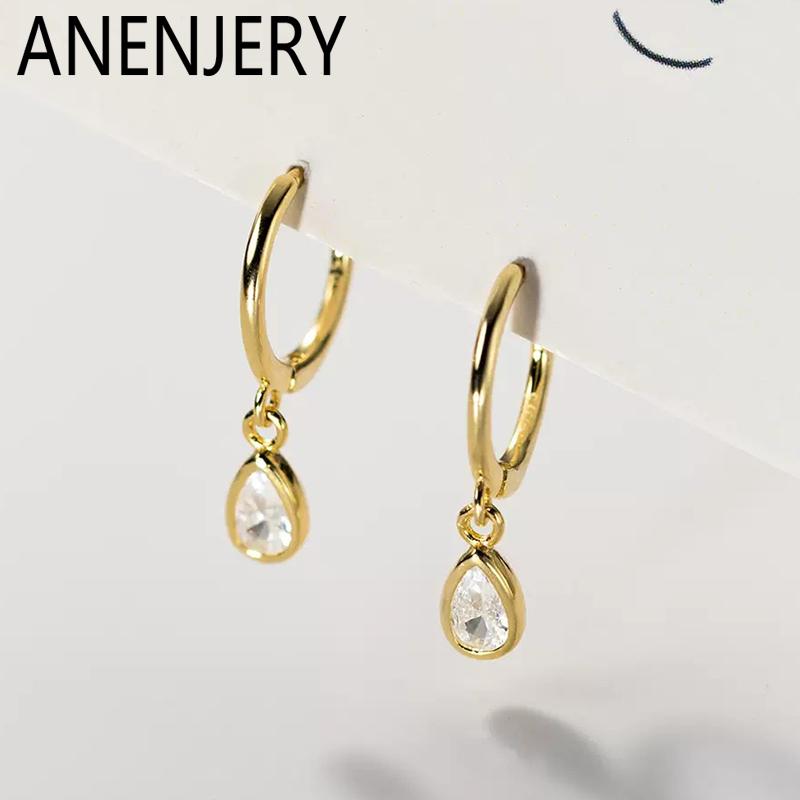 ANENJERY Water Droplet Zircon Pendant Earrings for Women Men Simple Niche Cool Wind Temperament Jewelry Gifts Wholesale