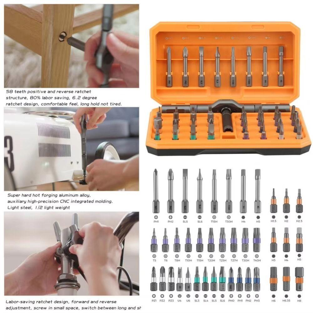 

42 in 1 Ratchet Screwdriver Set DIY Ratchet Wrench Set Mini Magnetic Screw Drivers Bits Furniture сірий