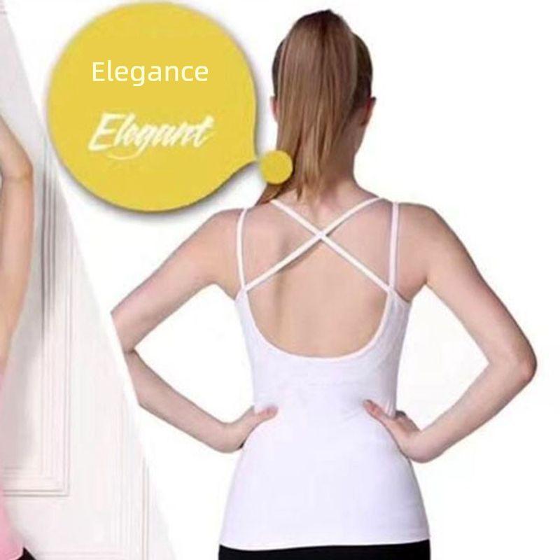 

Women s Yoga Vest Tight Breathable Quick-Drying with Chest Pad Nylon Stretch Fitness Sports Top White White XL