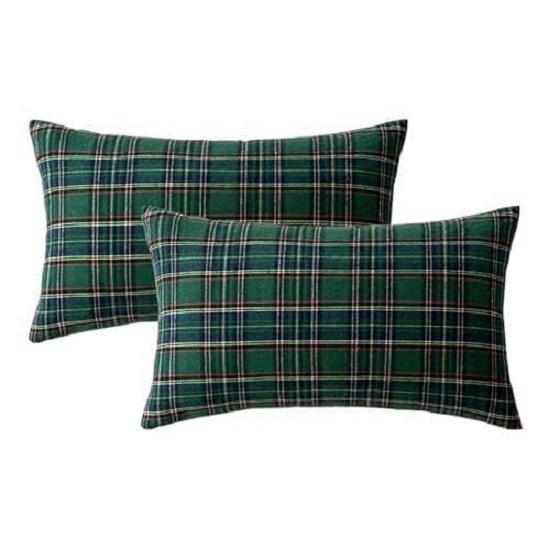 

Christmas Check Cushion Pillow Cover for Living Room Sofa (Pack of 2, 12x18 inch) - Christmas Theme Decor