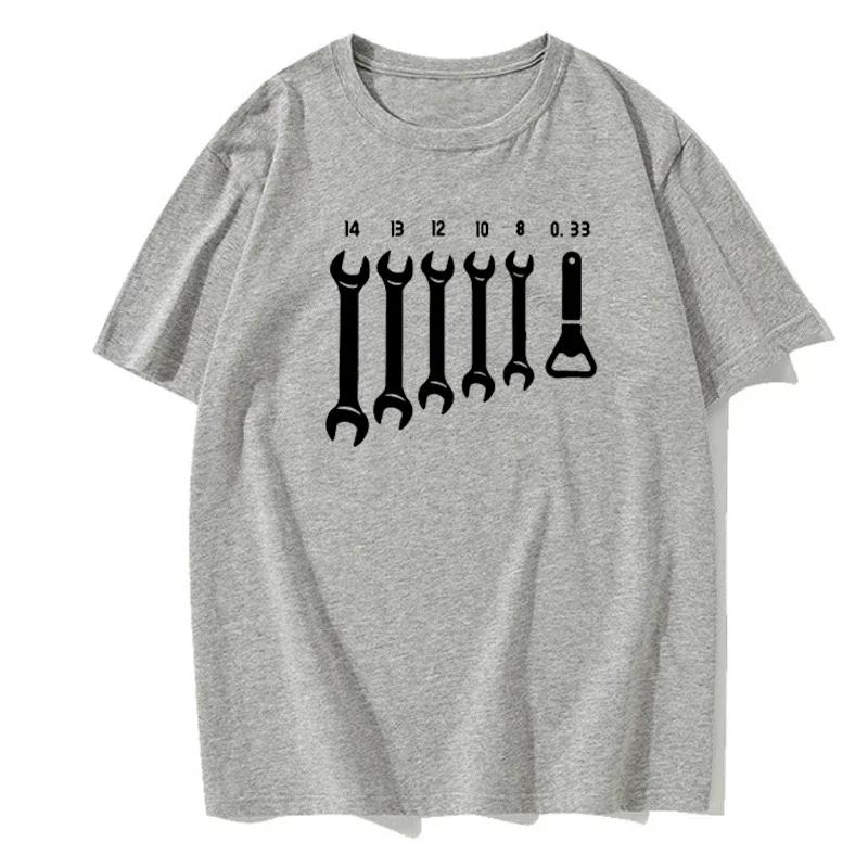 Vintage Screw Wrench Opener Mechanic T-Shirts Men Car Fix Engineer Cotton Tee Short Sleeve Funny T Shirts Top Tee Men's Clothes
