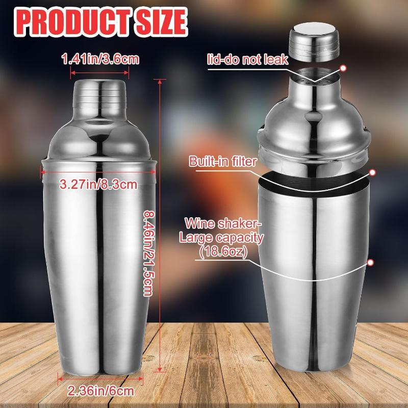1/6Pcs Dishwasher Safe Stainless Steel Cocktail Shaker Set Full Bartender Tools for Home Bar Drink Mixing