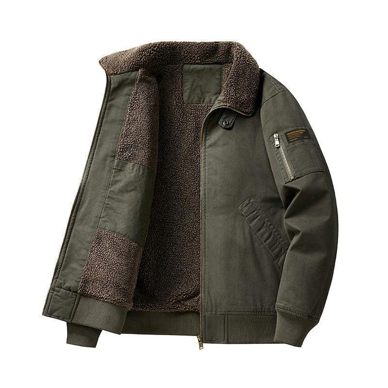Autumn and Winter Thickened Warm Windbreaker Men's Pilot Jacket Wool Jacket Men's Autumn Winter Thick Warm Bomber Jacket Coats
