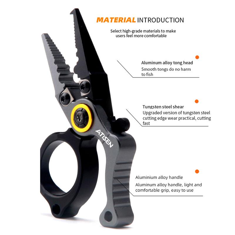 Fishing Activities Aluminum Alloy Fishing Split Ring Pliers Fishing Multitool Shear Protable Lightweight Rust-Proof Hook Remover