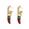 Eye Catching Chili Design Earrings Smooth Polish Finish Jewelry Piece Suitable For Sensitive Skin