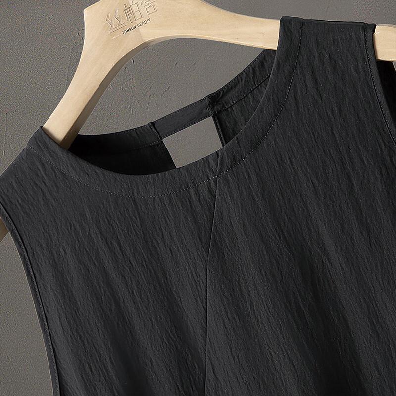 Women's Spliced Draped Sleeveless A-Line Midi Dress