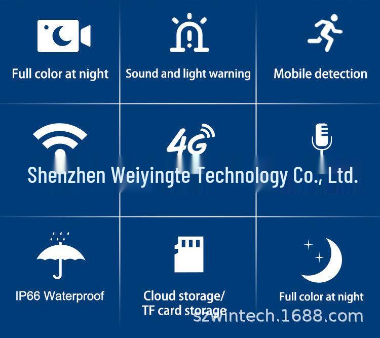 V380 Słoneczna Kamera Zewnętrzna 360° Deszczoodporna z 10-krotnym Zoomem 4G z Zdalnym Sterowaniem Mobilnym.