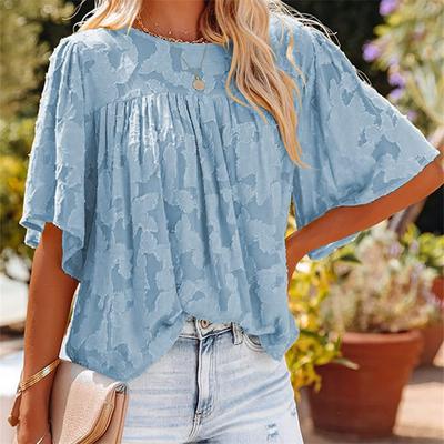Blusa de gasa a la moda para mujer, ropa para mujer, camisa Floral recortada para bebé, blusas holgadas de manga corta de Color sólido para mujer 2022