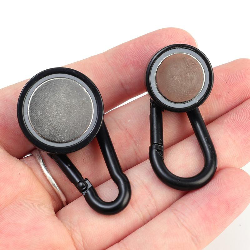 1-6Pcs Magnetic Hooks Black Ang Silver for Hanging Cruise Garage Refrigerator Home Kitchen Office Magnetic Swivel Carabiner Hook