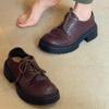 Fashion Retro Lace-up Thick Bottom Heighten Loafers Women 2025 Fashion New Brown Designer Shoes Comfortable Round Toe Zapatos De Mujer