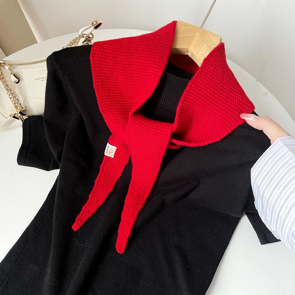 Korean Style Shawl Niche Design  Wool Scarf Female Atmosphere Versatile Scarf Lazy French Neck Scarf Tide Streetwear Scarves