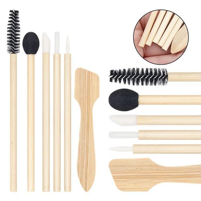 

Violeta - Set of 6: Bamboo Handle Eyelash Brush + Sponge Brush + Cuticle Pusher + Spatula (Various Designs) Coffee