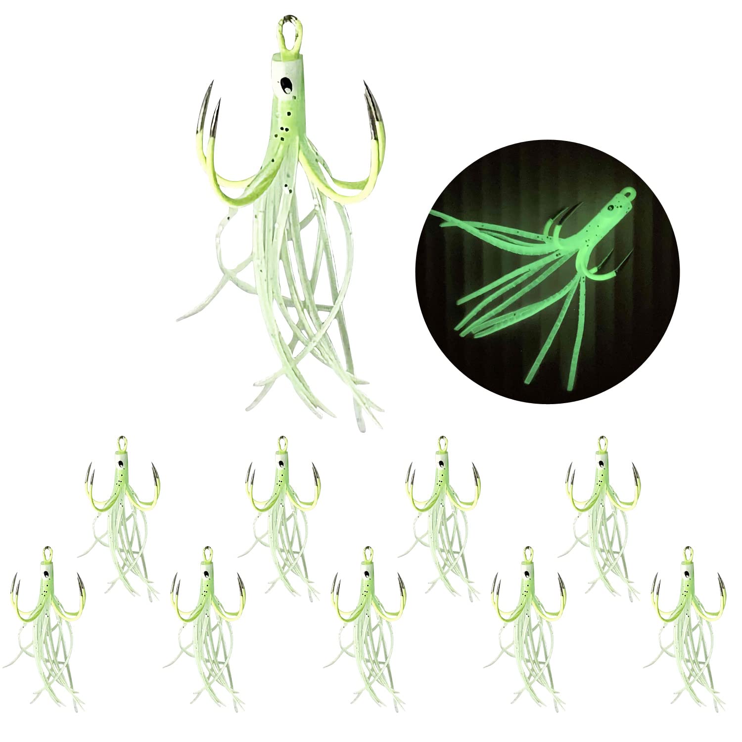 

HUBTEC Волосатик Ассист Береговой Светящийся Осьминог Комплект Задний Тройной (Хаб Тех) Крючки, Джиггинг, Джиггинг, Ветер, Наживка, 10, Тройной, Четырехподдевный,